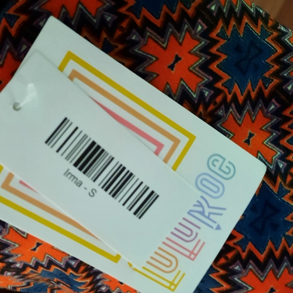 New Lularoe Irma Simply Comfortable Top Hi Low Tunic Shirt Size S Orange Teal - Picture 4 of 5